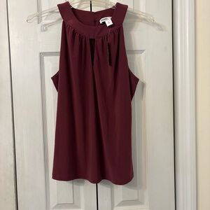 White House Black Market Women's Burgundy Sleeveless Blouse